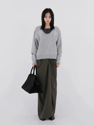 Raon Over-color block layered knit