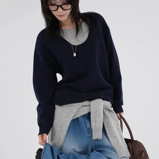 Raon Over-color block layered knit