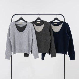 Raon Over-color block layered knit