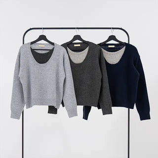 Raon Over-color block layered knit