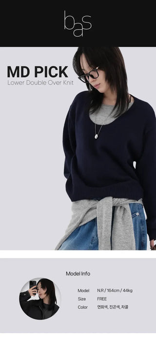 Raon Over-color block layered knit