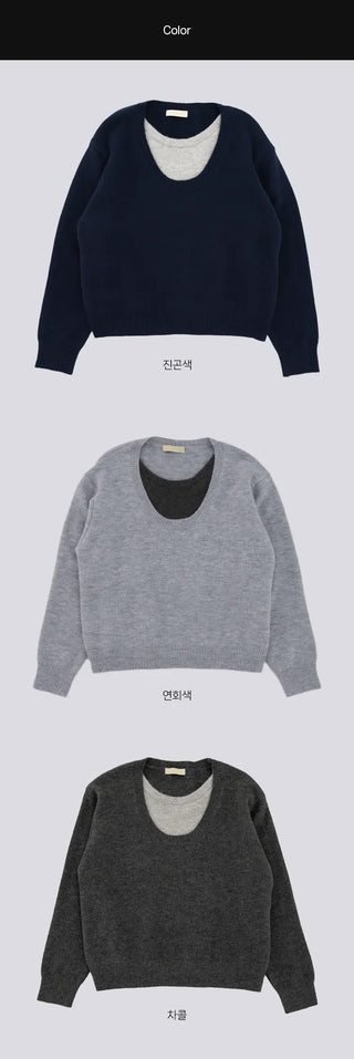 Raon Over-color block layered knit