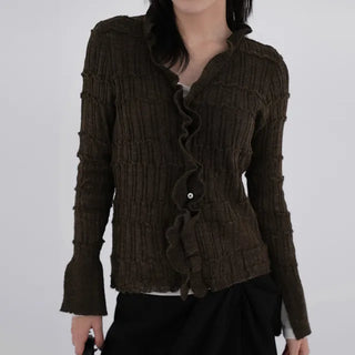 Cano Vintage Short Ruffle Slim Cardigan