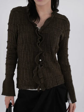 Cano Vintage Short Ruffle Slim Cardigan