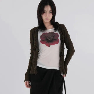 Cano Vintage Short Ruffle Slim Cardigan