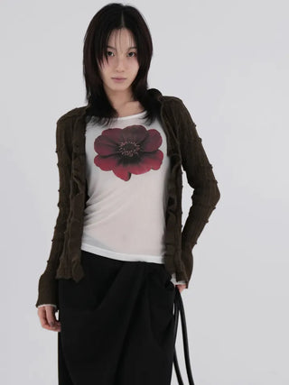 Cano Vintage Short Ruffle Slim Cardigan