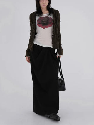 Ruya Red Blooming Slim Fit Tencel T-shirt