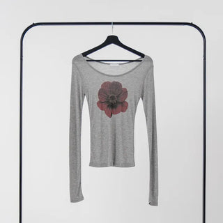 Ruya Red Blooming Slim Fit Tencel T-shirt