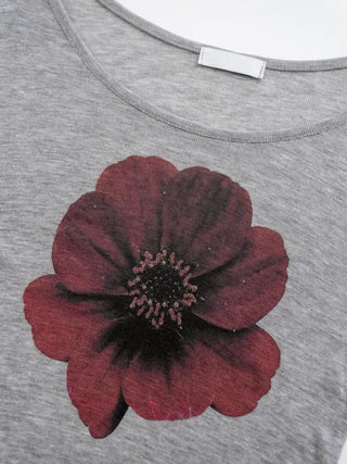 Ruya Red Blooming Slim Fit Tencel T-shirt