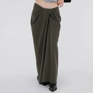 Shine Wrap Twist Long Skirt