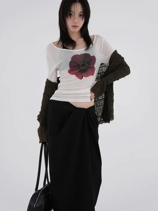 Shine Wrap Twist Long Skirt