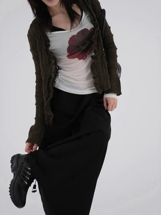 Shine Wrap Twist Long Skirt