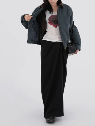 Shine Wrap Twist Long Skirt