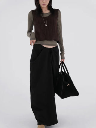 Shine Wrap Twist Long Skirt