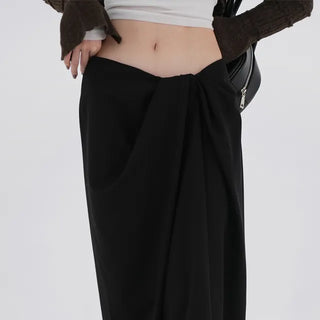 Shine Wrap Twist Long Skirt