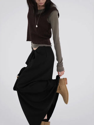Shine Wrap Twist Long Skirt