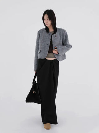 Shine Wrap Twist Long Skirt