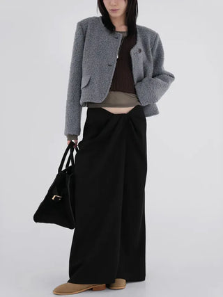 Shine Wrap Twist Long Skirt