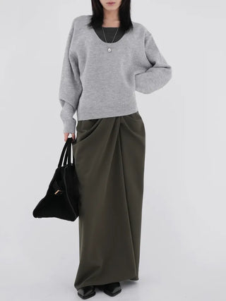 Shine Wrap Twist Long Skirt