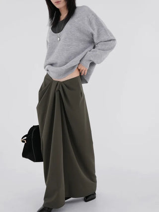 Shine Wrap Twist Long Skirt