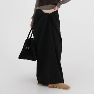 Shine Wrap Twist Long Skirt