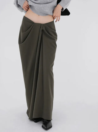 Shine Wrap Twist Long Skirt