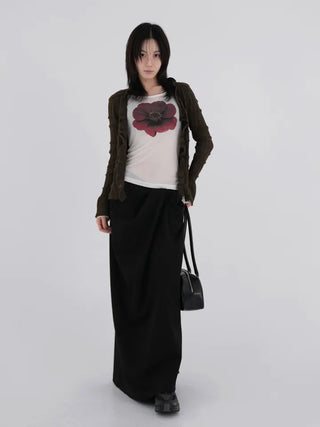 Shine Wrap Twist Long Skirt