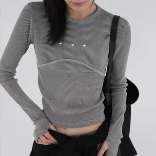 Wonder Rivet Ribbed Warmer Long Sleeve Tee