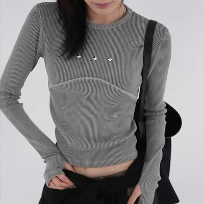 Wonder Rivet Ribbed Warmer Long Sleeve Tee
