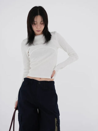 Wonder Rivet Ribbed Warmer Long Sleeve Tee