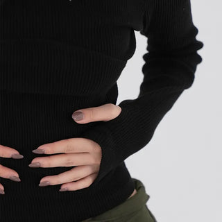Wonder Rivet Ribbed Warmer Long Sleeve Tee