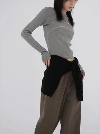 Wonder Rivet Ribbed Warmer Long Sleeve Tee