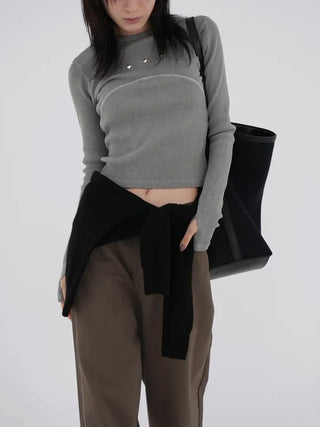 Wonder Rivet Ribbed Warmer Long Sleeve Tee