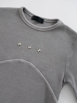 Wonder Rivet Ribbed Warmer Long Sleeve Tee