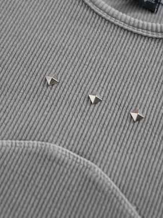 Wonder Rivet Ribbed Warmer Long Sleeve Tee