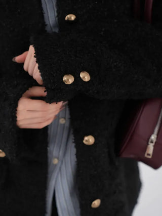 Russet Collarless Fluffy Jacket