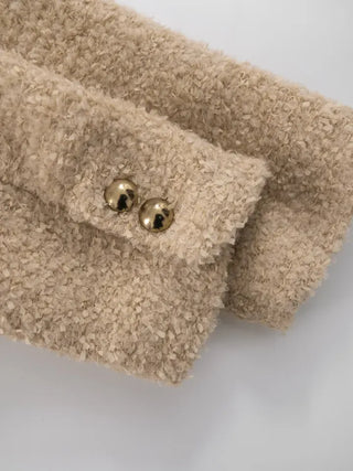 Russet Collarless Fluffy Jacket
