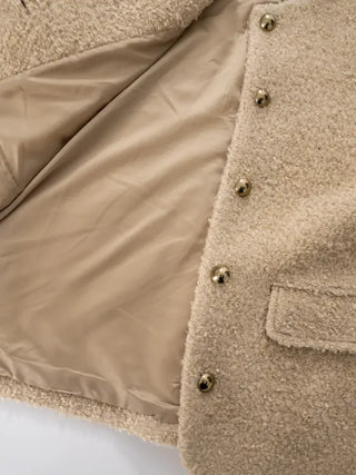 Russet Collarless Fluffy Jacket