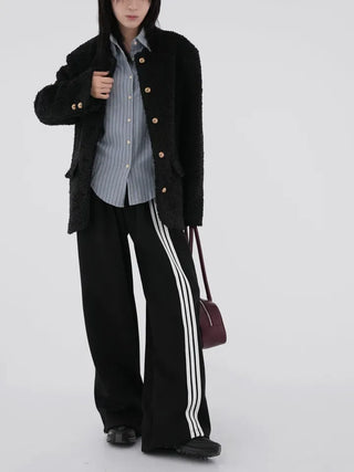 Russet Collarless Fluffy Jacket