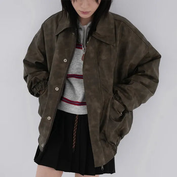 Taze Vintage Washed Leather Jacket