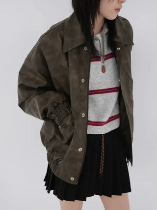 Taze Vintage Washed Leather Jacket