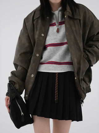 Taze Vintage Washed Leather Jacket