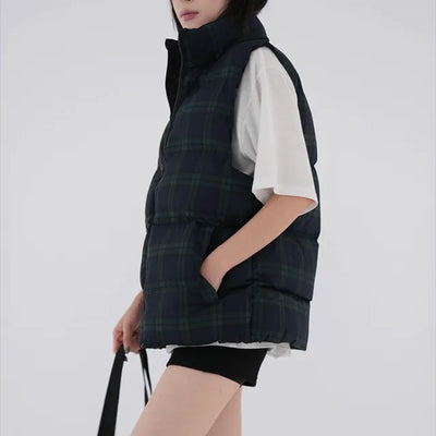 Leon check padded vest