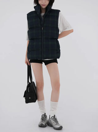 Leon check padded vest