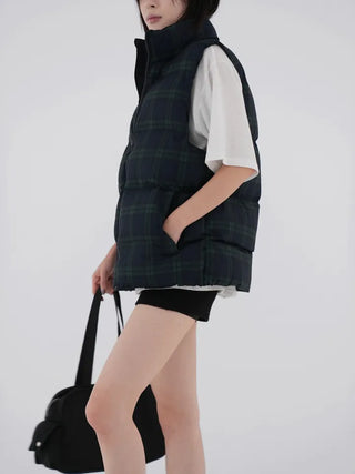 Leon check padded vest