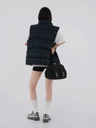 Leon check padded vest