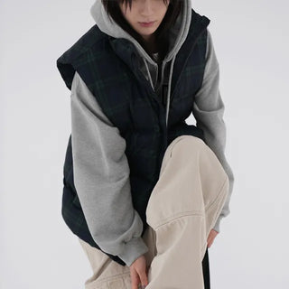 Leon check padded vest