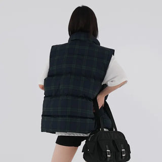 Leon check padded vest