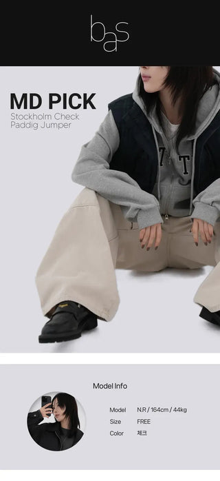 Leon check padded vest