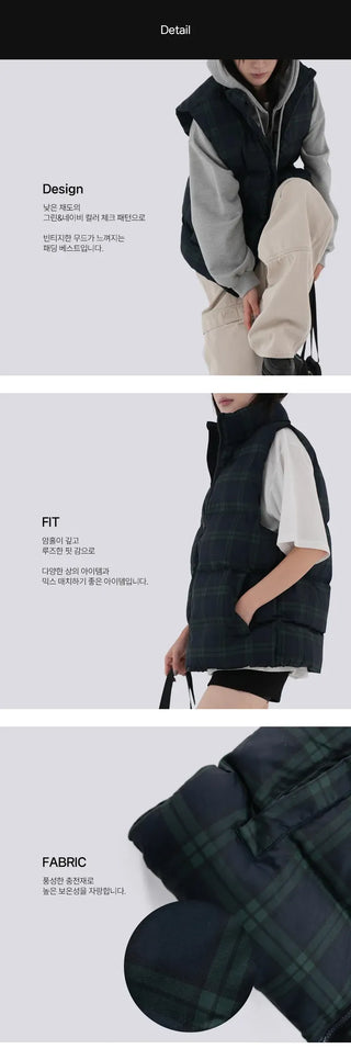 Leon check padded vest